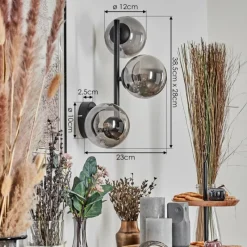 Suspension Verre Fumé-hofstein Chehalis Boule lumineuse, Applique murale Fumé, 3 lumières