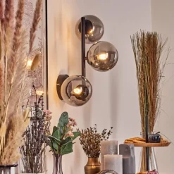 Suspension Verre Fumé-hofstein Chehalis Boule lumineuse, Applique murale Fumé, 3 lumières