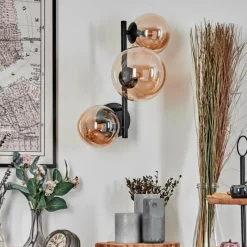 hofstein Chehalis Boule lumineuse, Applique murale Ambre, 3 lumières