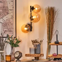 hofstein Chehalis Boule lumineuse, Applique murale Ambre, 3 lumières