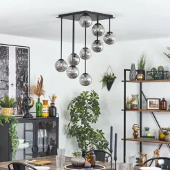 hofstein Chehalis Plafonnier, Boule lumineuse Fumé, 9 lumières