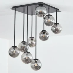 hofstein Chehalis Plafonnier, Boule lumineuse Fumé, 9 lumières