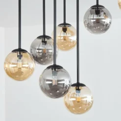 hofstein Chehalis Plafonnier, Boule lumineuse Ambre, Fumé, 9 lumières