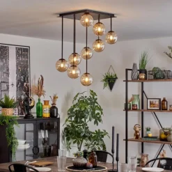 hofstein Chehalis Plafonnier, Boule lumineuse Ambre, 9 lumières