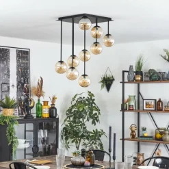 hofstein Chehalis Plafonnier, Boule lumineuse Ambre, 9 lumières