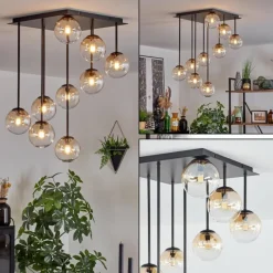 hofstein Chehalis Plafonnier, Boule lumineuse Ambre, Clair, 9 lumières