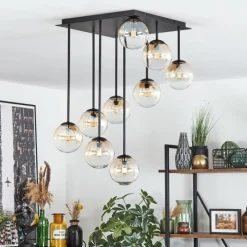hofstein Chehalis Plafonnier, Boule lumineuse Ambre, Clair, 9 lumières