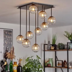 hofstein Chehalis Plafonnier, Boule lumineuse Ambre, Clair, 9 lumières