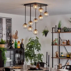 hofstein Chehalis Plafonnier, Boule lumineuse Ambre, Clair, 9 lumières