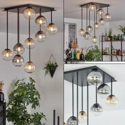 hofstein Chehalis Plafonnier, Boule lumineuse Ambre, Clair, Fumé, 9 lumières