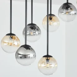 hofstein Chehalis Plafonnier, Boule lumineuse Ambre, Clair, Fumé, 9 lumières