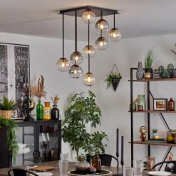 hofstein Chehalis Plafonnier, Boule lumineuse Ambre, Clair, Fumé, 9 lumières