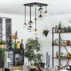 hofstein Chehalis Plafonnier, Boule lumineuse Ambre, Clair, Fumé, 9 lumières