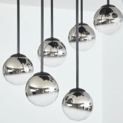 hofstein Chehalis Plafonnier, Boule lumineuse Chrome, Clair, Fumé, 9 lumières