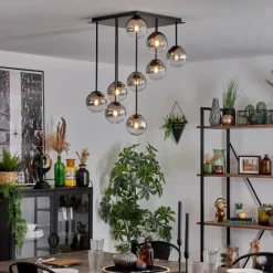 hofstein Chehalis Plafonnier, Boule lumineuse Chrome, Clair, Fumé, 9 lumières