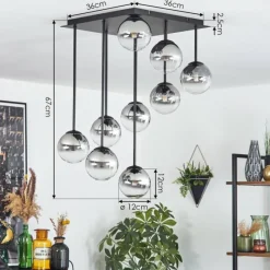 hofstein Chehalis Plafonnier, Boule lumineuse Clair, Fumé, 9 lumières