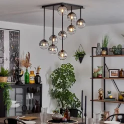 hofstein Chehalis Plafonnier, Boule lumineuse Clair, Fumé, 9 lumières