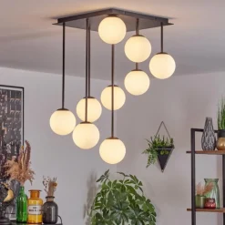 hofstein Chehalis Plafonnier, Boule lumineuse Blanc, 9 lumières