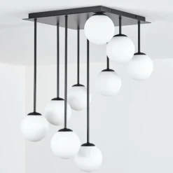 hofstein Chehalis Plafonnier, Boule lumineuse Blanc, 9 lumières