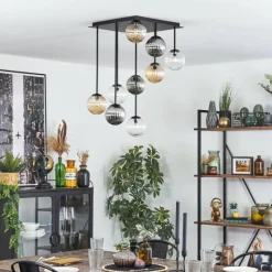 hofstein Chehalis Plafonnier, Boule lumineuse Ambre, Clair, Fumé, 9 lumières