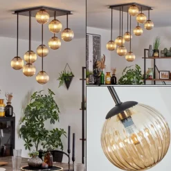Lampes Vintages & Rétros-hofstein Chehalis Plafonnier, Boule lumineuse Ambre, 9 lumières