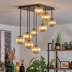 Lampes Vintages & Rétros-hofstein Chehalis Plafonnier, Boule lumineuse Ambre, 9 lumières