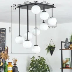 hofstein Chehalis Plafonnier, Boule lumineuse Blanc, 9 lumières
