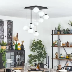 hofstein Chehalis Plafonnier, Boule lumineuse Blanc, 9 lumières