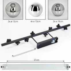 hofstein Chehalis Plafonnier, Boule lumineuse Chrome, Fumé, 8 lumières