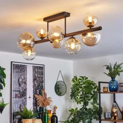 hofstein Chehalis Plafonnier, Boule lumineuse Ambre, Clair, 8 lumières