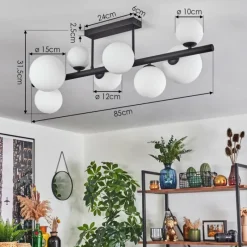 hofstein Chehalis Plafonnier, Boule lumineuse Blanc, 8 lumières