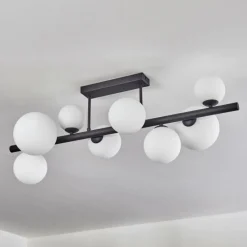 hofstein Chehalis Plafonnier, Boule lumineuse Blanc, 8 lumières