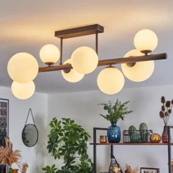 hofstein Chehalis Plafonnier, Boule lumineuse Blanc, 8 lumières