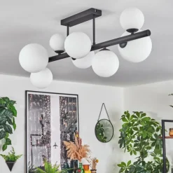 hofstein Chehalis Plafonnier, Boule lumineuse Blanc, 8 lumières