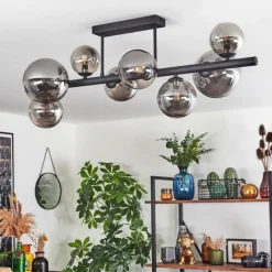 hofstein Chehalis Plafonnier, Boule lumineuse Fumé, 8 lumières