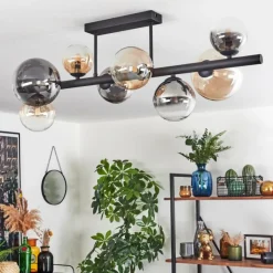 hofstein Chehalis Plafonnier, Boule lumineuse Ambre, Clair, Fumé, 8 lumières