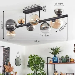 hofstein Chehalis Plafonnier, Boule lumineuse Ambre, Clair, Fumé, 8 lumières