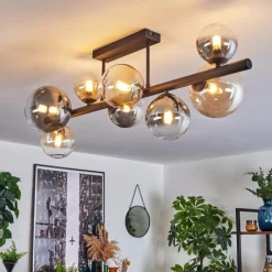 hofstein Chehalis Plafonnier, Boule lumineuse Ambre, Clair, Fumé, 8 lumières