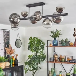 hofstein Chehalis Plafonnier, Boule lumineuse Chrome, Clair, Fumé, 8 lumières