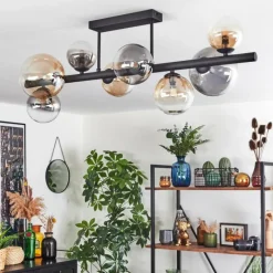 hofstein Chehalis Plafonnier, Boule lumineuse Ambre, Clair, Fumé, 8 lumières