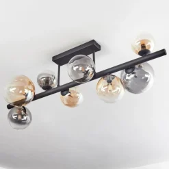 hofstein Chehalis Plafonnier, Boule lumineuse Ambre, Clair, Fumé, 8 lumières