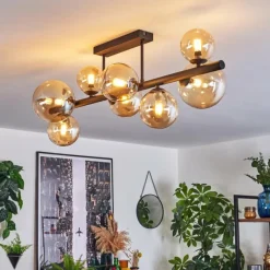 hofstein Chehalis Plafonnier, Boule lumineuse Ambre, 8 lumières