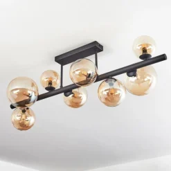 hofstein Chehalis Plafonnier, Boule lumineuse Ambre, 8 lumières