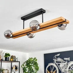 Luminaires Scandinaves-hofstein Chehalis Plafonnier, Boule lumineuse Écru, Noir, 4 lumières