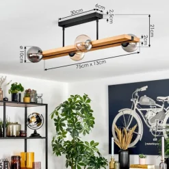 Luminaires Scandinaves-hofstein Chehalis Plafonnier, Boule lumineuse Écru, Noir, 4 lumières