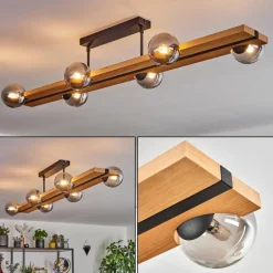 Luminaires Scandinaves-hofstein Chehalis Plafonnier, Boule lumineuse Écru, Noir, 6 lumières