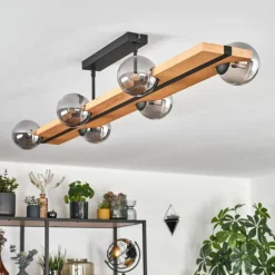 Luminaires Scandinaves-hofstein Chehalis Plafonnier, Boule lumineuse Écru, Noir, 6 lumières