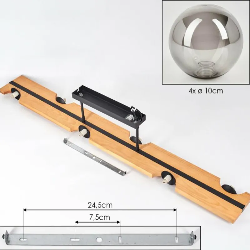 Luminaires Scandinaves-hofstein Chehalis Plafonnier, Boule lumineuse Écru, Noir, 6 lumières