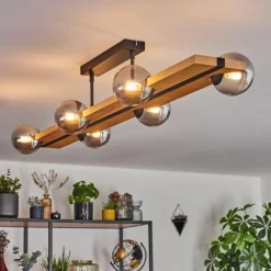 Luminaires Scandinaves-hofstein Chehalis Plafonnier, Boule lumineuse Écru, Noir, 6 lumières