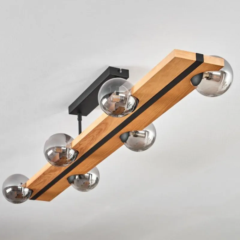 Luminaires Scandinaves-hofstein Chehalis Plafonnier, Boule lumineuse Écru, Noir, 6 lumières